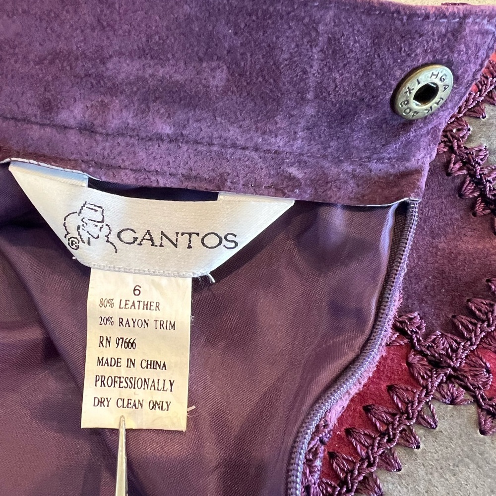 Vintage Lined Leather Crochet Patchwork Skirt in … - image 3